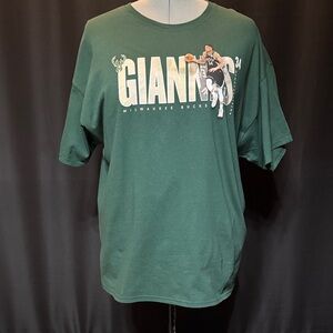 NBA Milwaukee Bucks Basketball Giannis #34 Green Short Sleeve Basic Tee 🏀